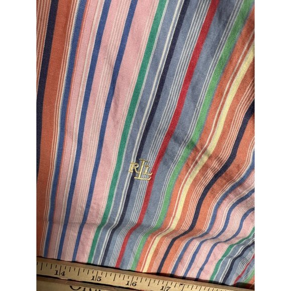 Lauren Ralph Lauren Large Button Shirt Womens Colorful Striped Long Sleeve Cotto - Picture 4 of 10